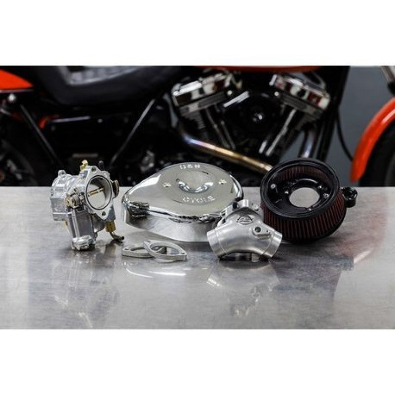 S&S Cycle 99-05 BT Super E Carburetor & Stealth Air Cleaner Kit w/ Chrome Teardrop