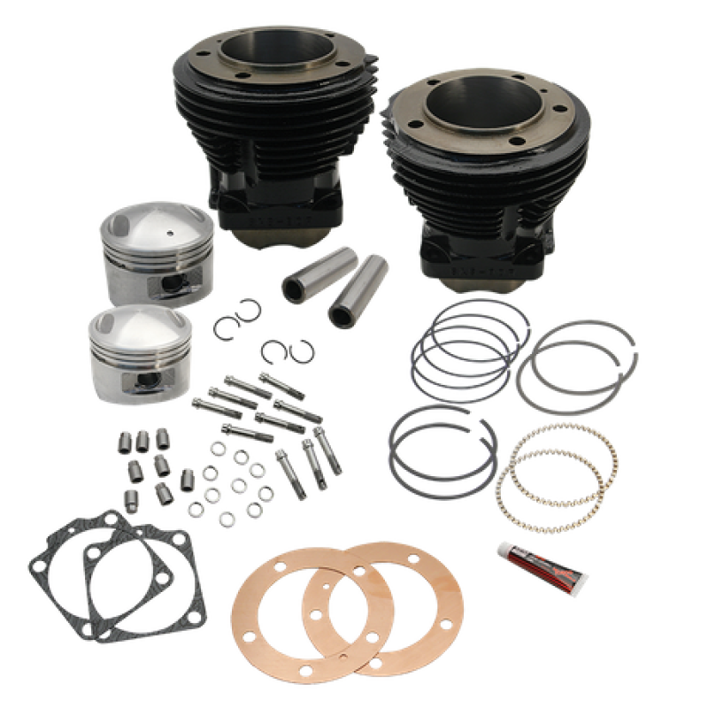 S&S Cycle 66-84 BT 98in 3-5/8in Big Bore Cylinder & Piston Kit For S&S SH98 Engines - Gloss Black