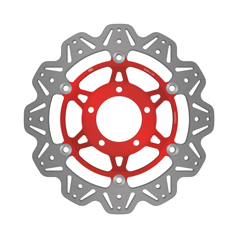 EBC 01-04 Triumph Hinckley Daytona 955i (5 Bolt Sngl Side Arm) Frt Left/Right Vee Floating Red Rotor