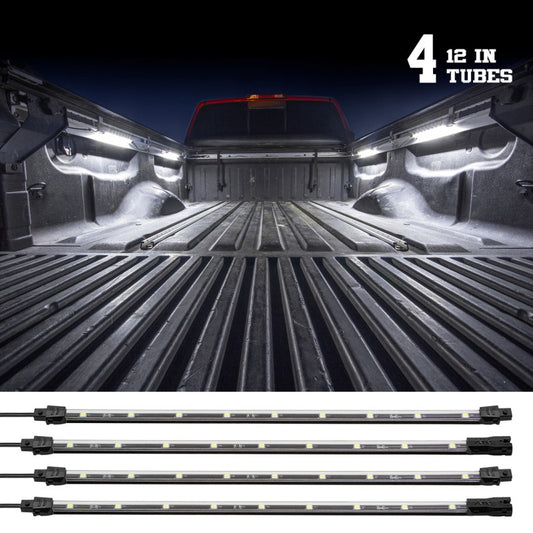 XK Glow Truck Bed Light w/ Auto Off Delay Switch Underglow LED Accent Truck Bed/Toolbox White - 4x