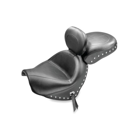 Mustang 09-21 Suzuki Boulevard C50/C50T Standard Touring 2PC Seat w/Driver Backrest w/Studs - Black