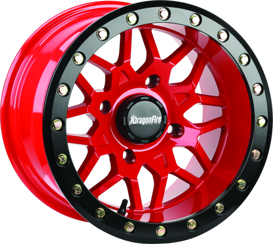 DragonFire Racing Typhon Wheel 15X10 4/156 5+5 +0 Machined Red