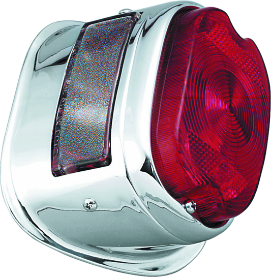 Bikers Choice 56-72 Big Twin & XL Chrome Taillight W/Red Lens & Top License Light Repl H-D 68010-64B