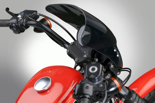 National Cycle Fits up to 48 mm. O.D. Mohawk Black Hardware/Straight Bracket/Windshield - Dark Tint