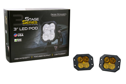 Diode Dynamics SS3 LED Pod Pro - Yellow SAE Fog Flush (Pair)