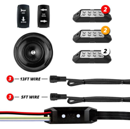 XK Glow ATV UTV Standard DOT Street Legal Conversion Signal/Horn Kit - 2 White 2 Red 2 Amber Pods