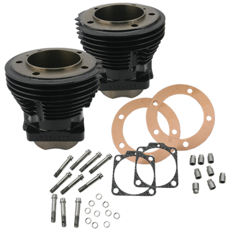 S&S Cycle 66-84 BT 3-5/8in Bore 5.330in Cylinder Set - Gloss Black