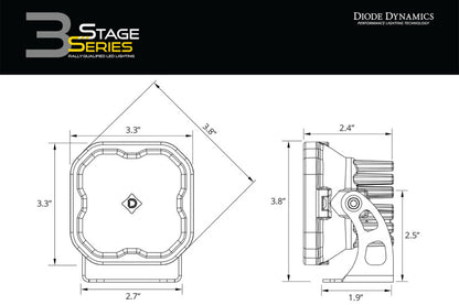 Diode Dynamics SS3 LED Bumper 1 In Roll Bar Kit Pro - Yellow Combo (Pair)