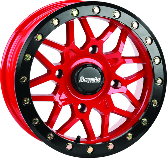 DragonFire Racing Typhon Wheel 15X6 4/156 5+1 +40 Machined Red