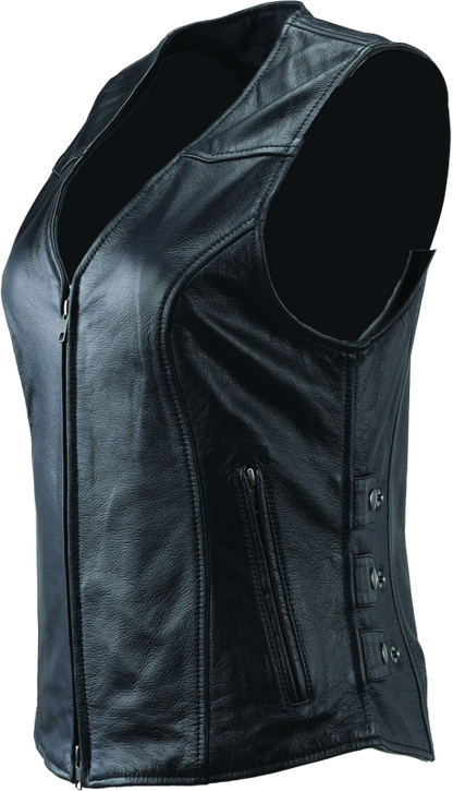 River Road Plains Leather Vest Black Womens - Small