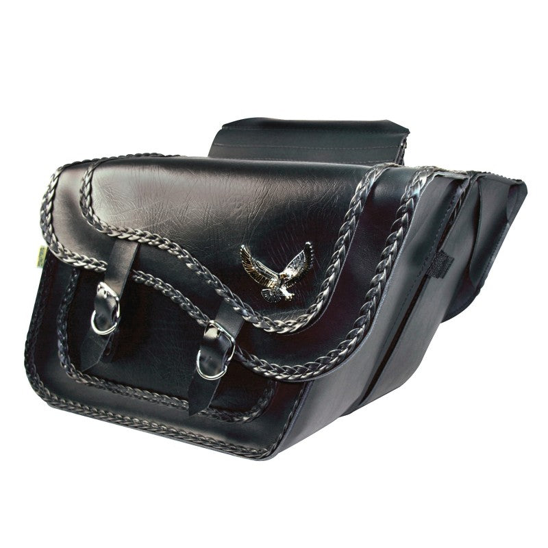 Willie & Max Universal Black Magic Large Slant Saddlebags (16 in L x 11 in W x 6.5 in H) - Black