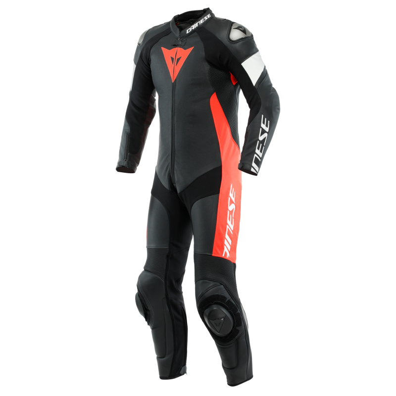 Dainese Tosa 1PC Leather Suit Perforated Black/Fluo-Red/White Size - 54