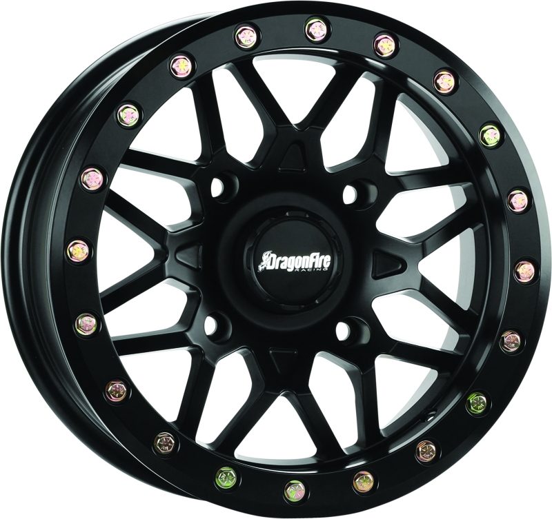 DragonFire Racing Typhon Wheel 15X6 4/156 5+1 +40 Machined Black