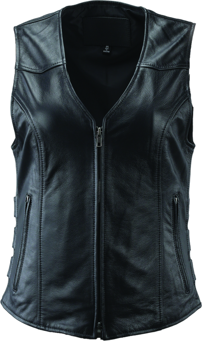 River Road Plains Leather Vest Black Womens - Small