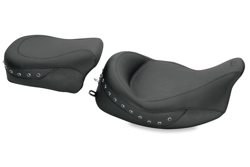 Mustang 08-21 Harley Electra Glide,Rd Glide,Rd King,Street Glide Solo Seat w/Blk Pearl Studs- Black