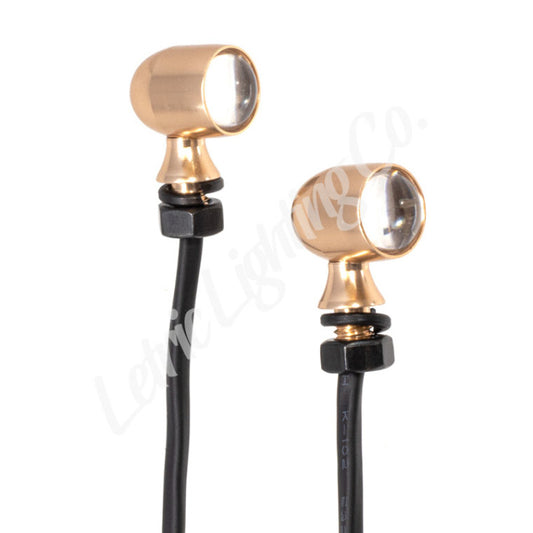 Letric Lighting 12mm Mini White Running Amber Turn Signal LED - Gold Anodized