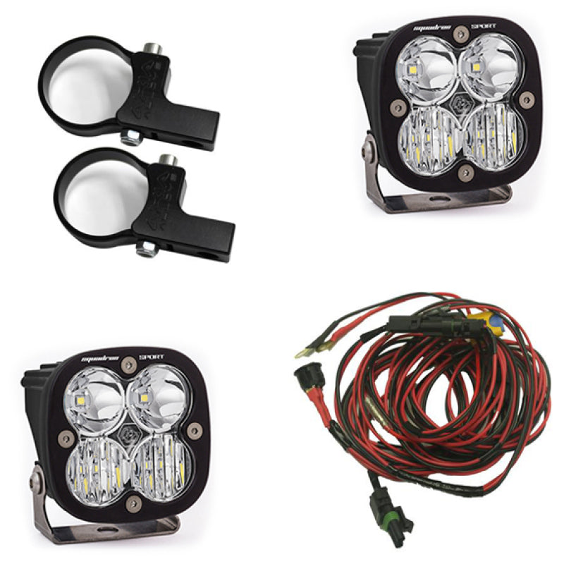 Baja Designs Squadron Sport Polaris LED Light Pods w/ 1.75in Harness/Horizontal Mounts Kit