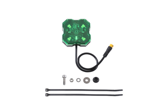 Diode Dynamics Stage Series Single Color LED Rock Light - Green M8 (one)