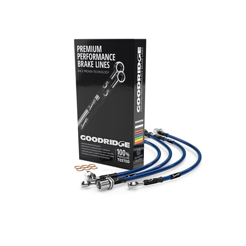 Goodridge 15-17 Ford Mustang Stainless Steel Brake Lines - Electric Blue