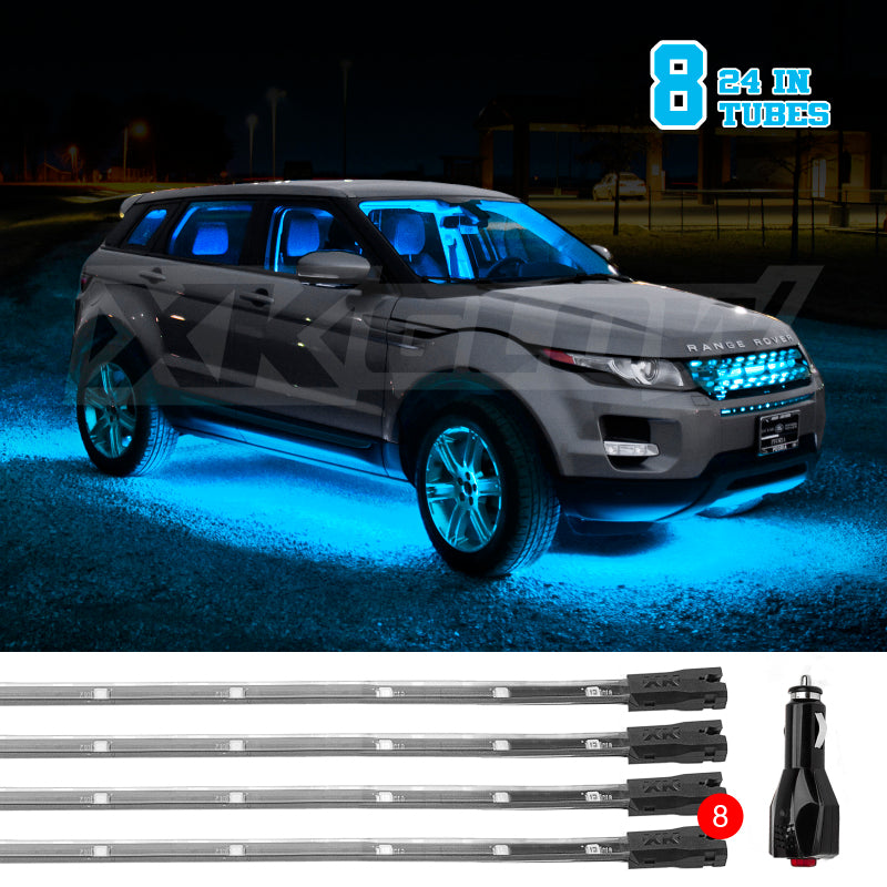 XK Glow Tube Single Color Underglow LED Accent Light Car/Truck Kit Light Blue - 8x24In