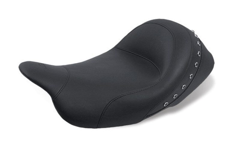 Mustang 08-21 Harley Electra Glide Std,Rd Glide,Rd King,Str Glide Solo Seat Blk Pearl Studs - Black