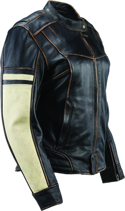 River Road Dame Vintage Leather Jacket Black Womens - Small