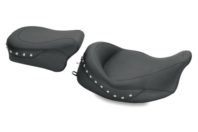 Mustang 08-21 Harley Electra Glide,Rd Glide,Rd King,Str Glide Std Touring Solo Seat w/Studs - Black