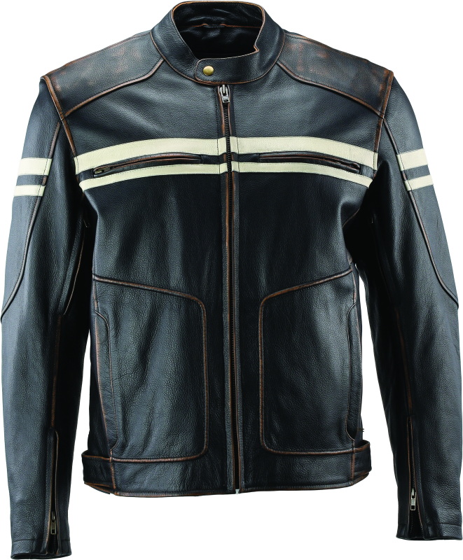 River Road Hoodlum Vintage Leather Jacket Black - Small