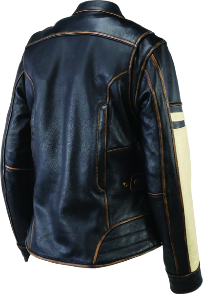 River Road Dame Vintage Leather Jacket Black Womens - Small