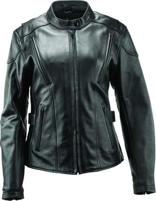 River Road Race Leather Jacket Black Womens - 2XL