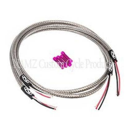 NAMZ Turn Signal Harness 36in. (SS Braided & Clear Coated - For Switch Housing Mounted Signals)