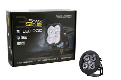 Diode Dynamics SS3 LED Pod Sport - White SAE Fog Round (Single)