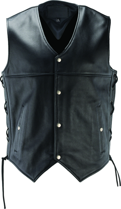 River Road Old Skool Leather Vest Black - Large