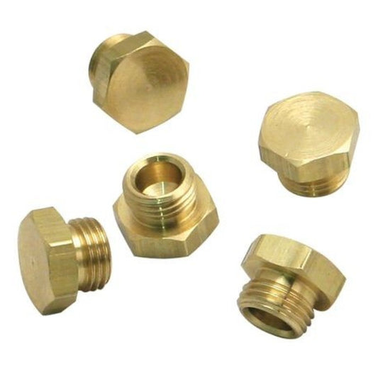 S&S Cycle Bowl Plug Threaded Brass - 5 Pack