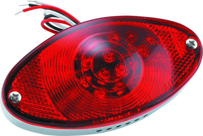 Bikers Choice Chrome LED Cateye Taillight Red Lens DOT Universal