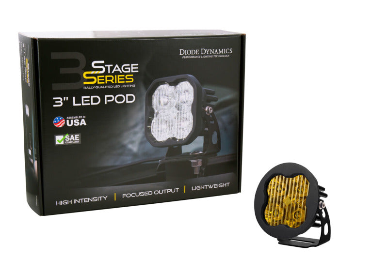 Diode Dynamics SS3 LED Pod Pro - Yellow SAE Fog Round (Single)