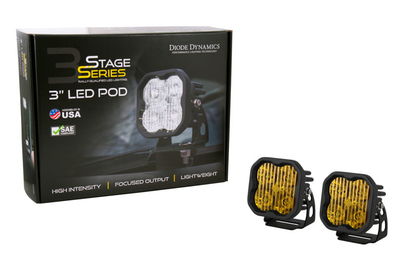 Diode Dynamics SS3 LED Pod Sport - Yellow Driving Standard (Pair)