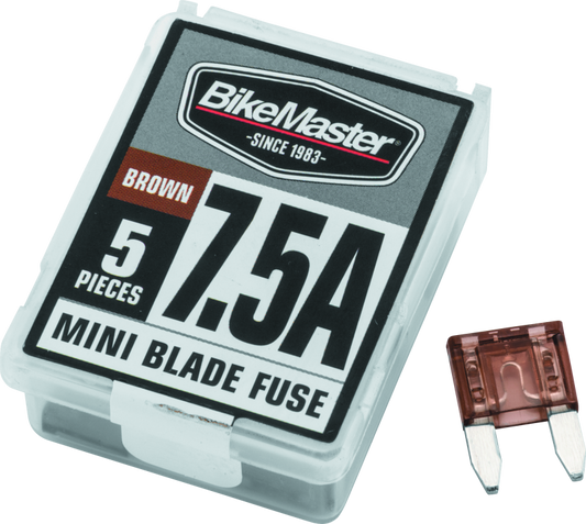 BikeMaster 5Piece 7.5A Replacement Mini Blade Fuse