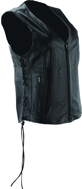 River Road Sapphire Leather Vest Black Womens - Small