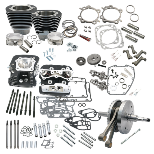 S&S Cycle 2007 BT w/ Balancer 124in Hot Set Up Kit - Wrinkle Black