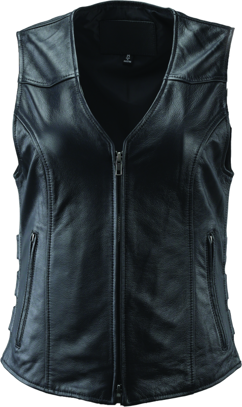 River Road Plains Leather Vest Black Womens - Large