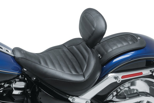 Mustang 20-21 HarleyFat Boy Standard Touring Solo Seat w/Driver Backrest - Black