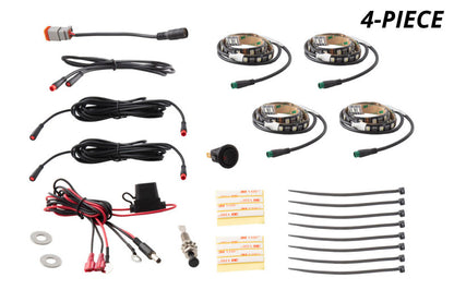 Diode Dynamics RGBW Engine Bay Strip Kit 4pc Multicolor