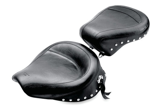 Mustang 91-05 Harley Dyna Wide Touring Passenger Seat w/Studs - Black