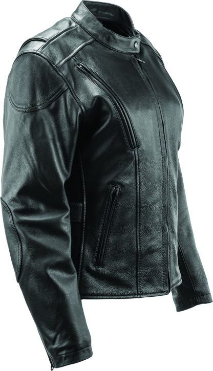 River Road Race Leather Jacket Black Womens - Small