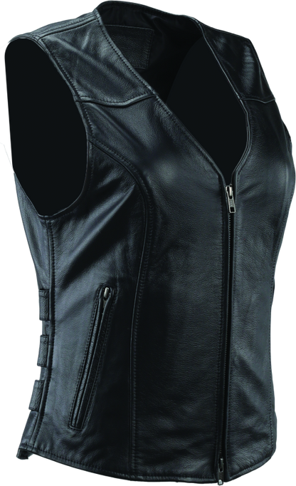 River Road Plains Leather Vest Black Womens - Small