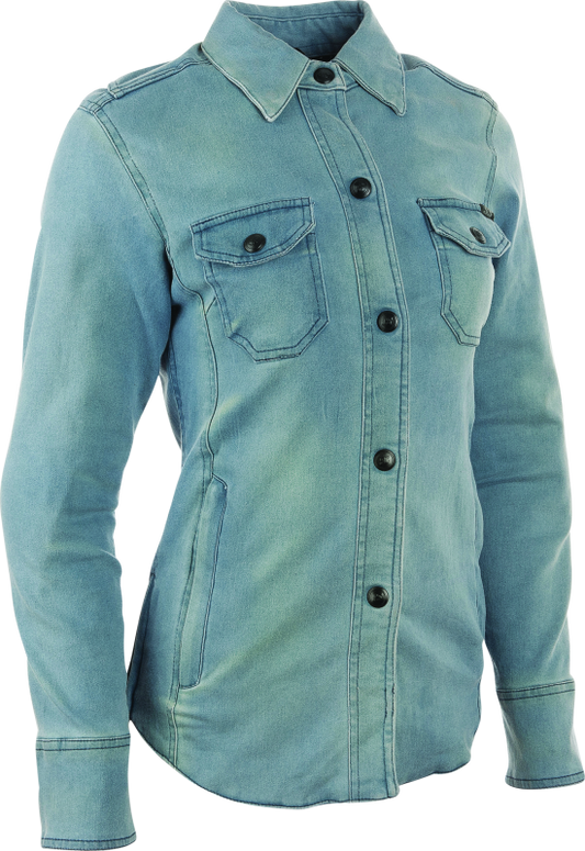 Speed and Strength Speed Society Armored Moto Shirt Denim Blue Womens - Small