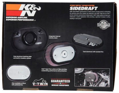 K&N Street Metal Intake System Side Draft Dyna/Softail Silver Intake System-Harley Davidson