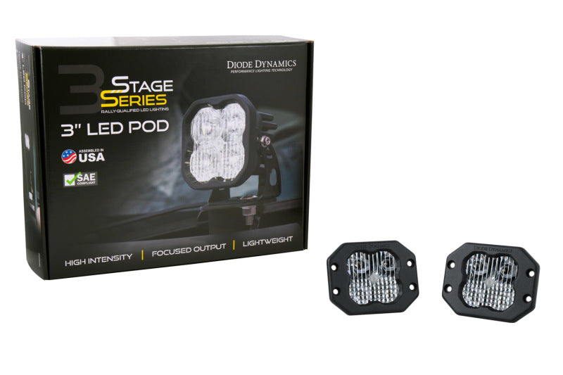 Diode Dynamics SS3 LED Pod Pro - White SAE Fog Flush (Pair)