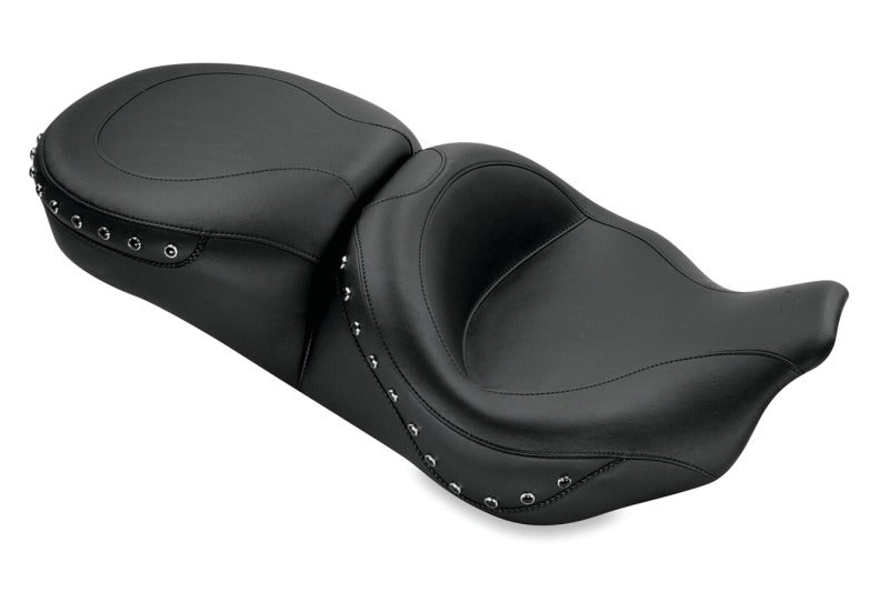 Mustang 08-21 Electra Glide,Rd Glide,Rd King,Str Glide Touring 1PC Seat w/ Blk Pearl Studs - Black